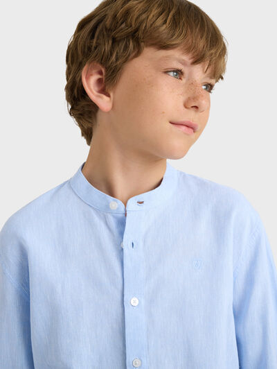 CAMISA LINO MAO KIDS CELESTE