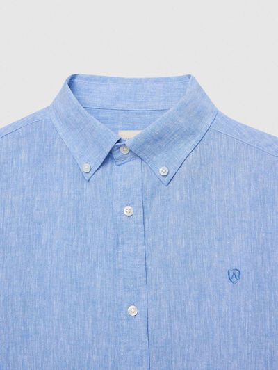 CAMISA LINO C. BOTON AZUL