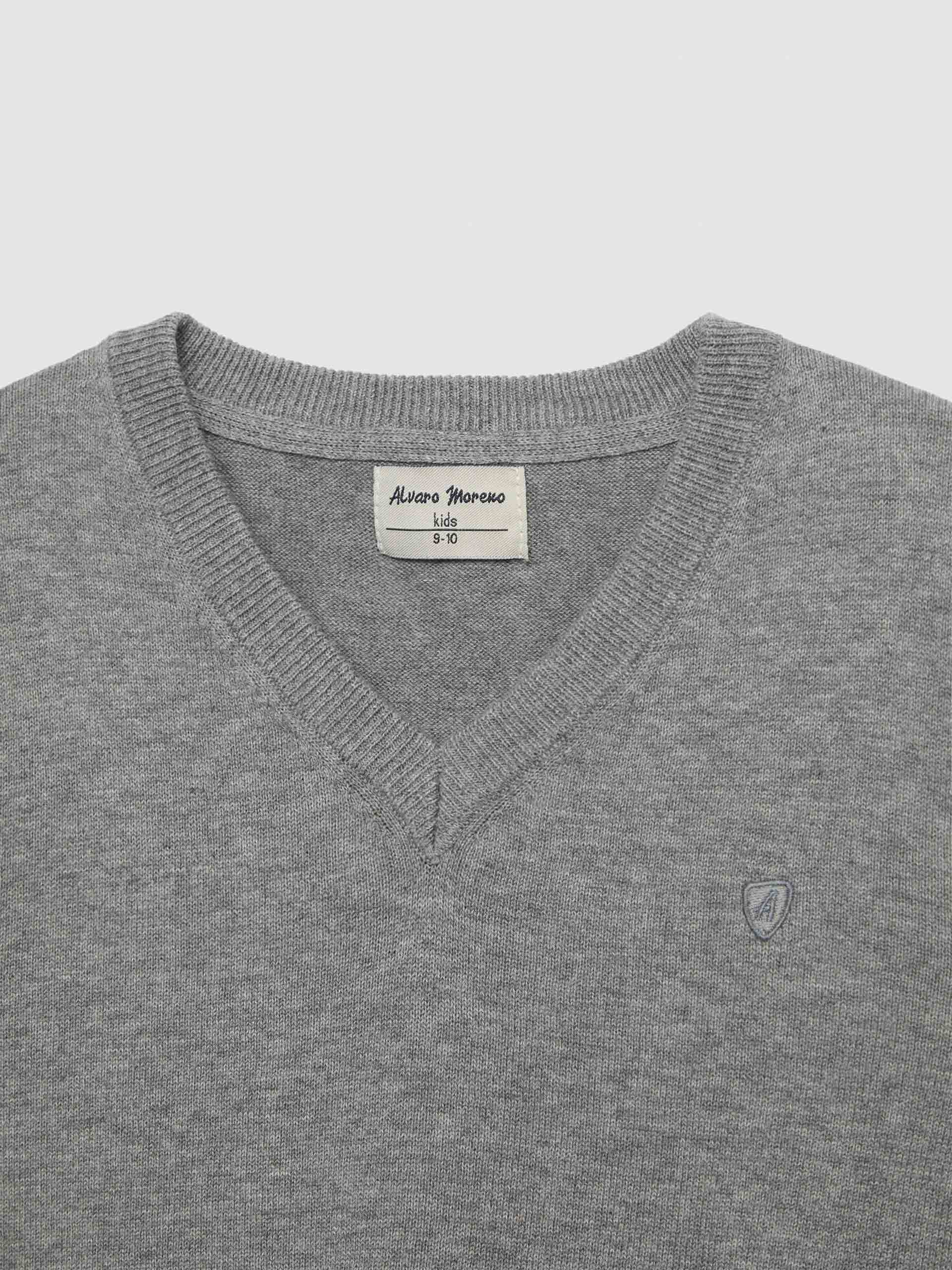 JERSEY V NECK KIDS GRIS