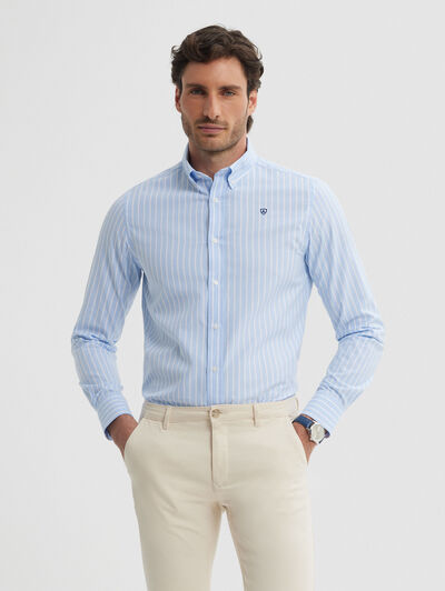 CAMISA RAYAS DUTTON CELESTE