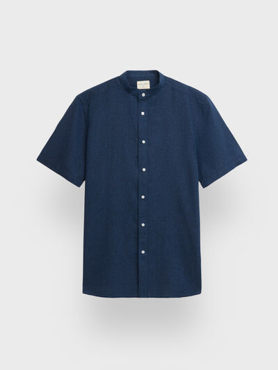 CAMISA LINO M.CORTA MAO AZUL MARINO