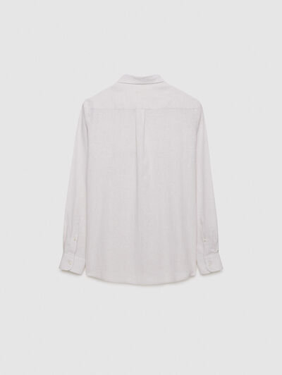 CAMISA LINO PATA GALLO BEIGE