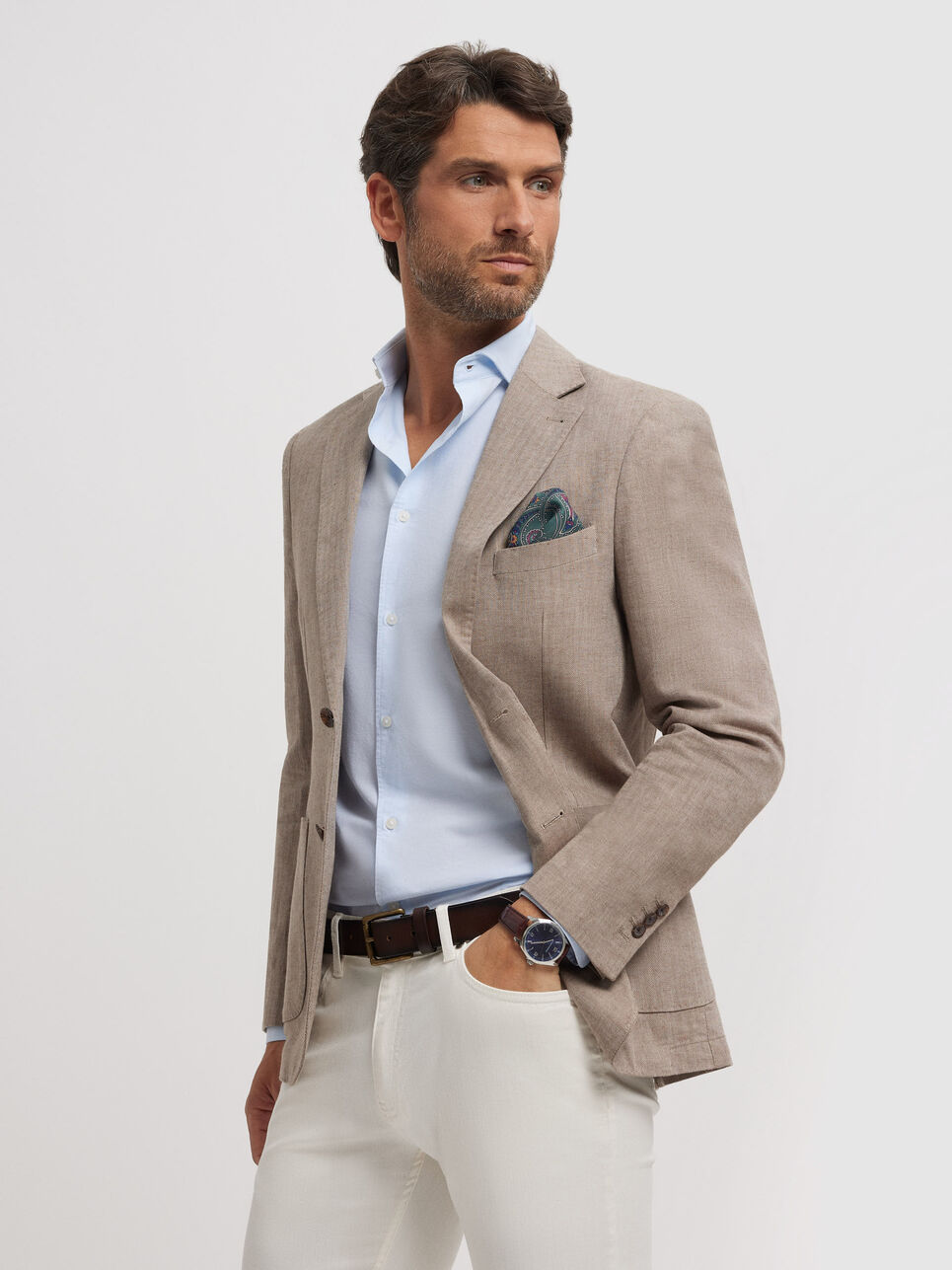 Americana Twill Alvaro Moreno Ropa De Hombre Azul Marino Sobre