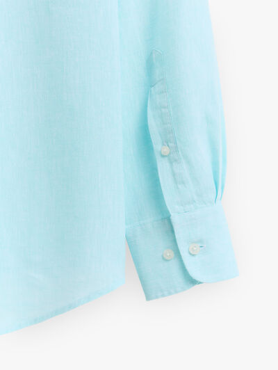 CAMISA LINO BOLSILLO TURQUESA