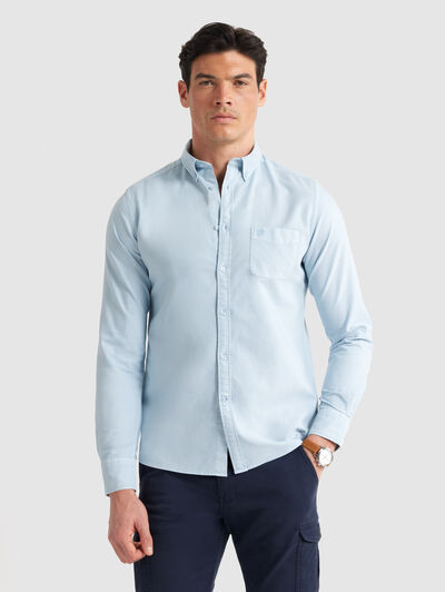 CAMISA OXFORD POCKET DYE CELESTE