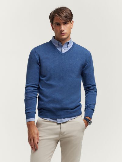 JERSEY V-NECK TRENDY AZUL