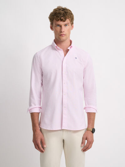 CAMISA OXFORD RAYAS ROSA