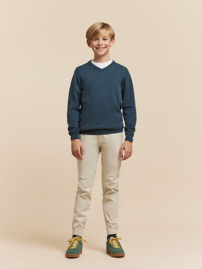JERSEY V-NECK KIDS AZUL