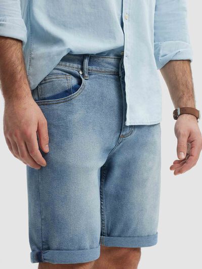BERMUDA DENIM VUELTA CELESTE