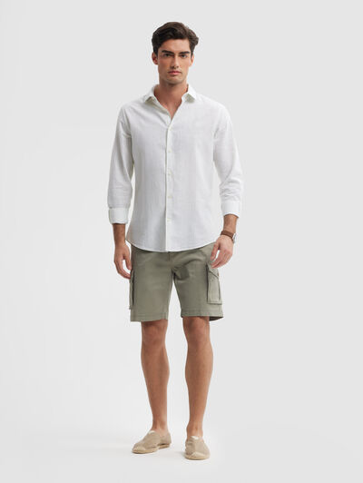 CAMISA LINO RAYAS AX VERDE