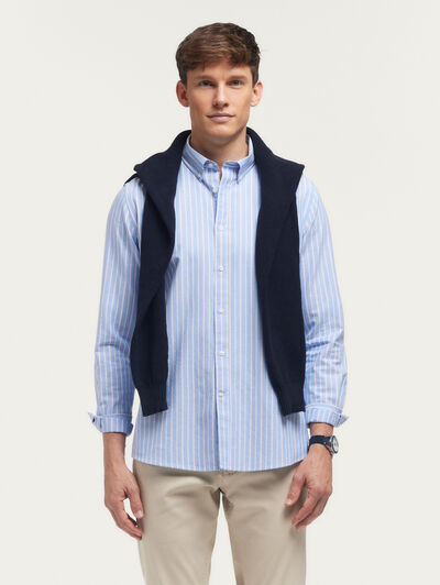 CAMISA OXFORD FANCY STR AZUL