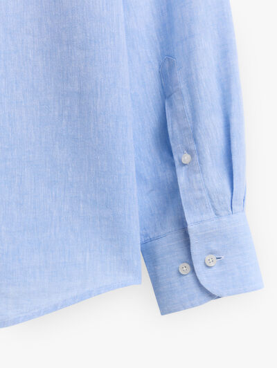 CAMISA LINO BOLSILLO AZUL