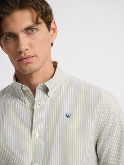 CAMISA OXFORD RAYAS DOWN VERDE
