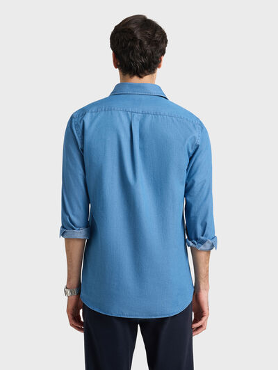 CAMISA DENIM BOLSILLOS AZUL