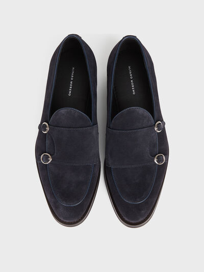 MOCASIN DOBLE HEBILLA AZUL MARINO