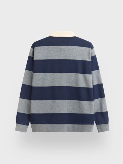 SUDADERA POLO RAYAS GRIS