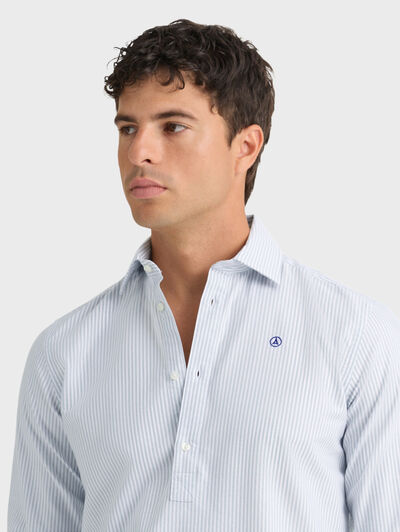 POLERA OXFORD RAYAS AZUL