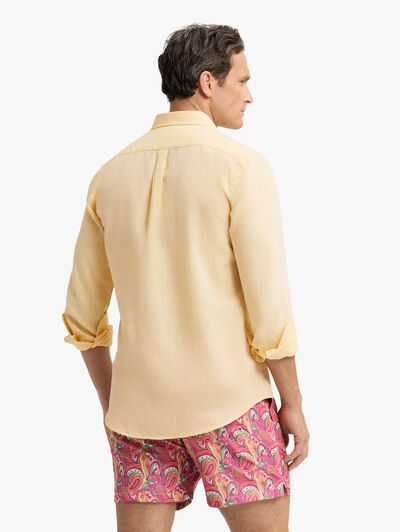 CAMISA LINO BOLSILLO AMARILLO