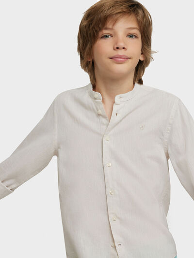 CAMISA LINO MAO KIDS BEIGE