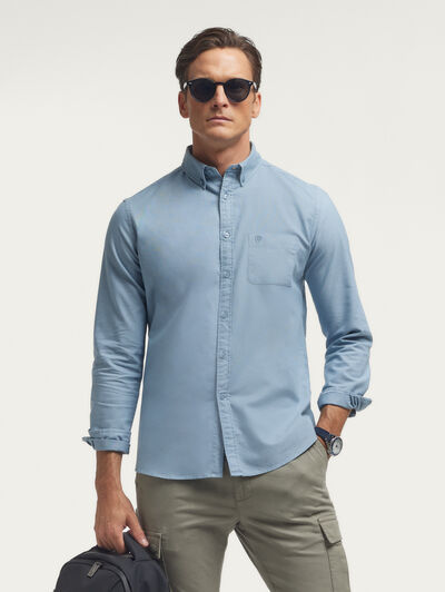 CAMISA OXFORD DYE POCKET CELESTE