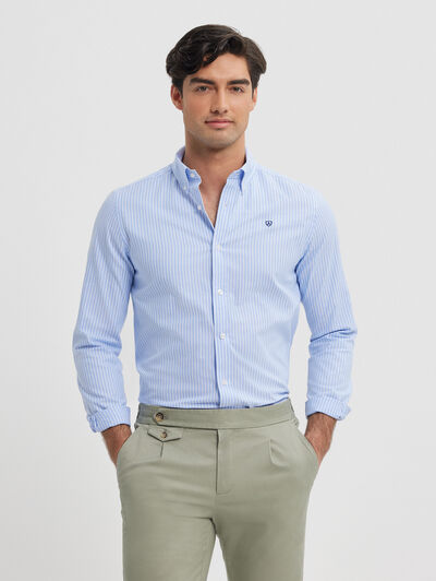 CAMISA RAYAS DUTTON CELESTE
