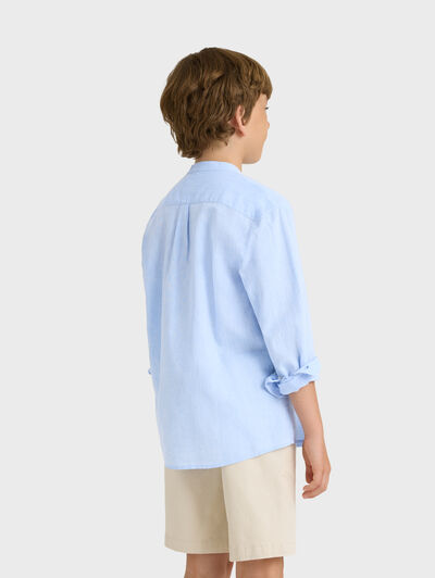 CAMISA LINO MAO KIDS CELESTE