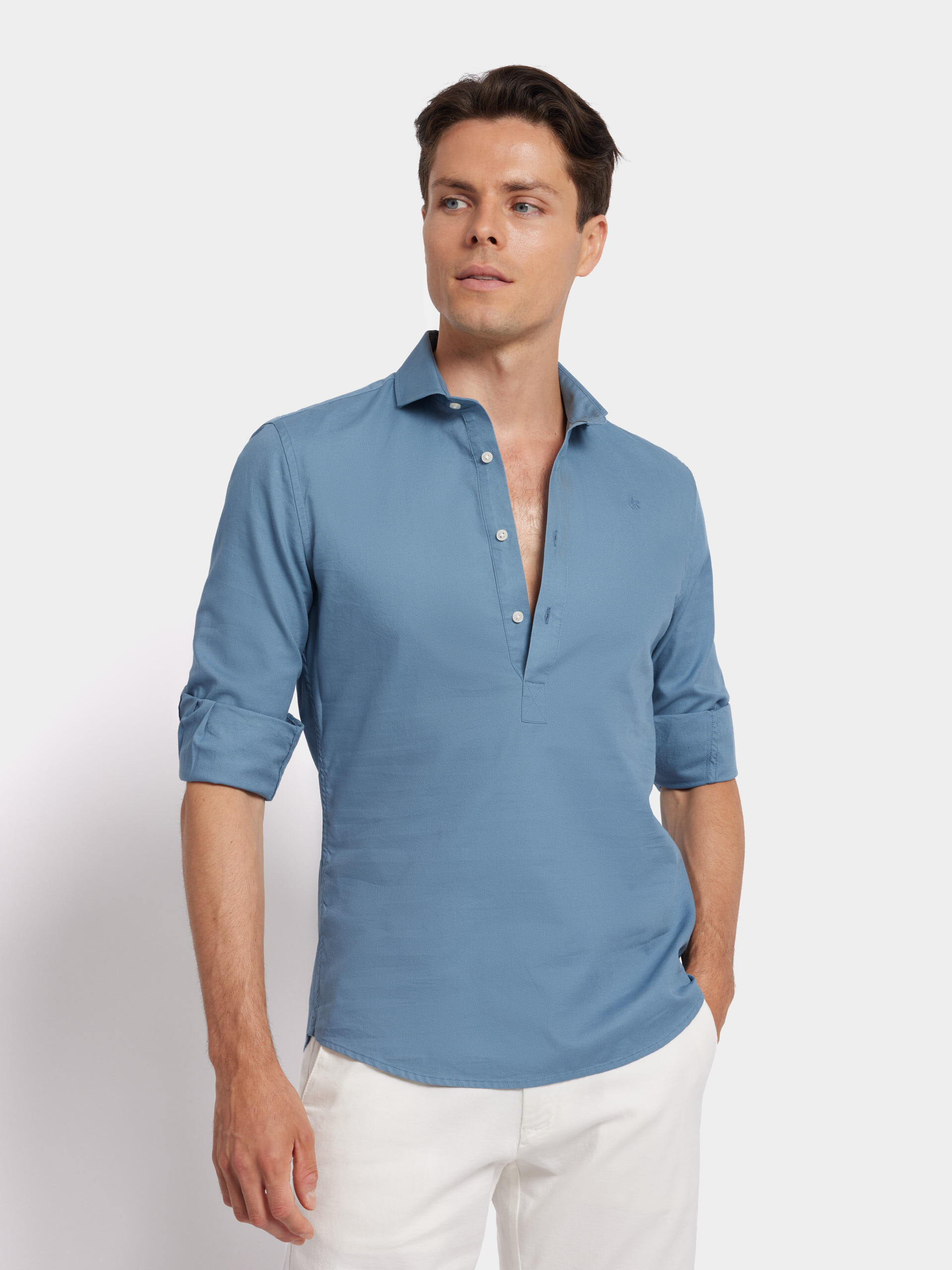 CAMISA POLERA PANAMA AZUL