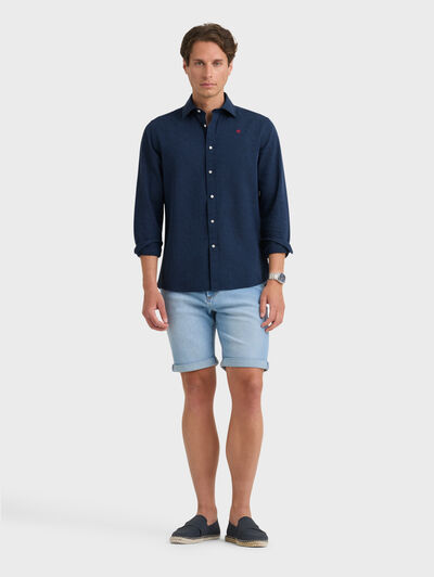 CAMISA LINO CHAMBRAY AZUL MARINO