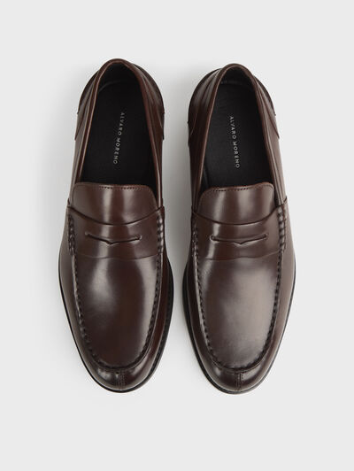 MOCASIN PIEL ANTIFAZ MARR&Oacute;N