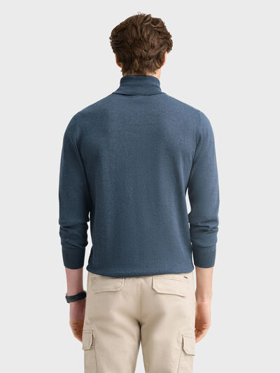 JERSEY ROLL COLLAR AZUL