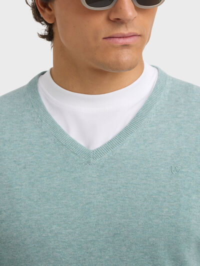 JERSEY V-NECK VERDE AGUA