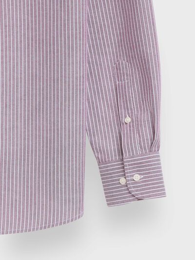 CAMISA OXFORD RAYAS DOWN BURDEOS