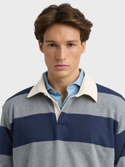 SUDADERA POLO RAYAS GRIS