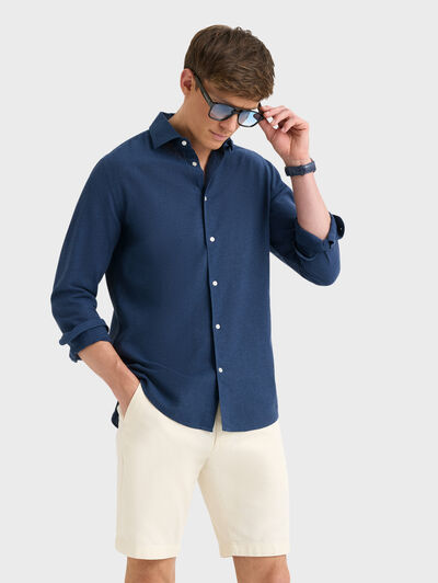 CAMISA LINO ALEX AZUL MARINO
