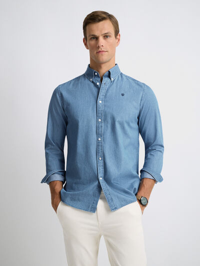 CAMISA DENIM DOWN CELESTE