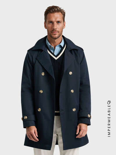 GABARDINA TRENCH AZUL MARINO