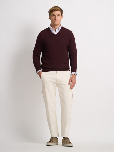 JERSEY V-NECK TRENDY BURDEOS