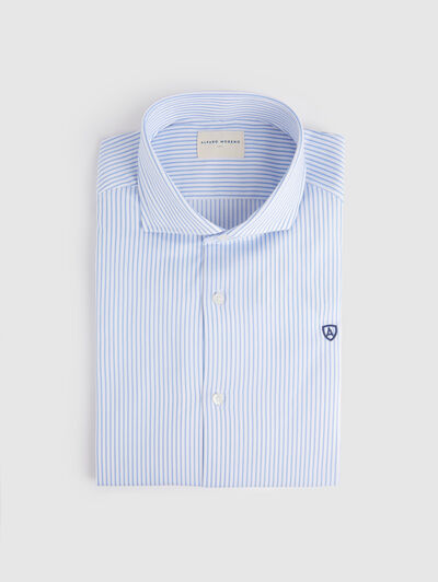 CAMISA VESTIR RAYAS CELESTE
