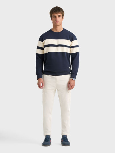 SUDADERA STRIPES AZUL MARINO