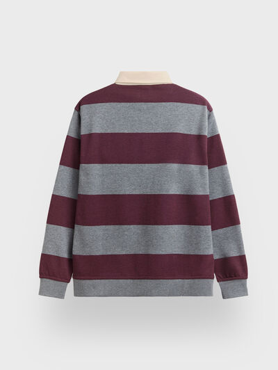 SUDADERA POLO RAYAS BURDEOS
