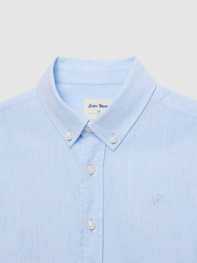 CAMISA LINO C. BOTON KIDS CELESTE
