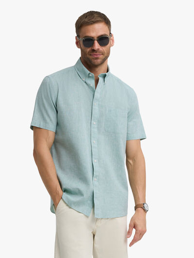 CAMISA LINO M. CORTA VERDE