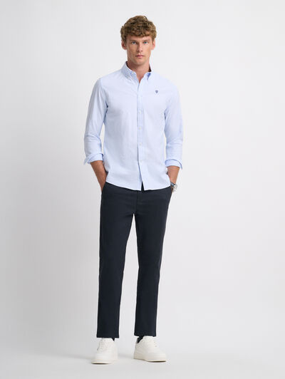 CAMISA OXFORD RAYAS CELESTE