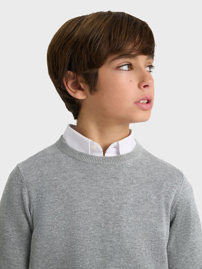 JERSEY ROUND NECK KIDS GRIS