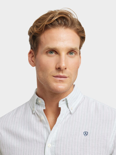 CAMISA LINO RAYAS BD VERDE
