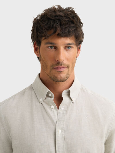 CAMISA LINO C.BOTON VERDE