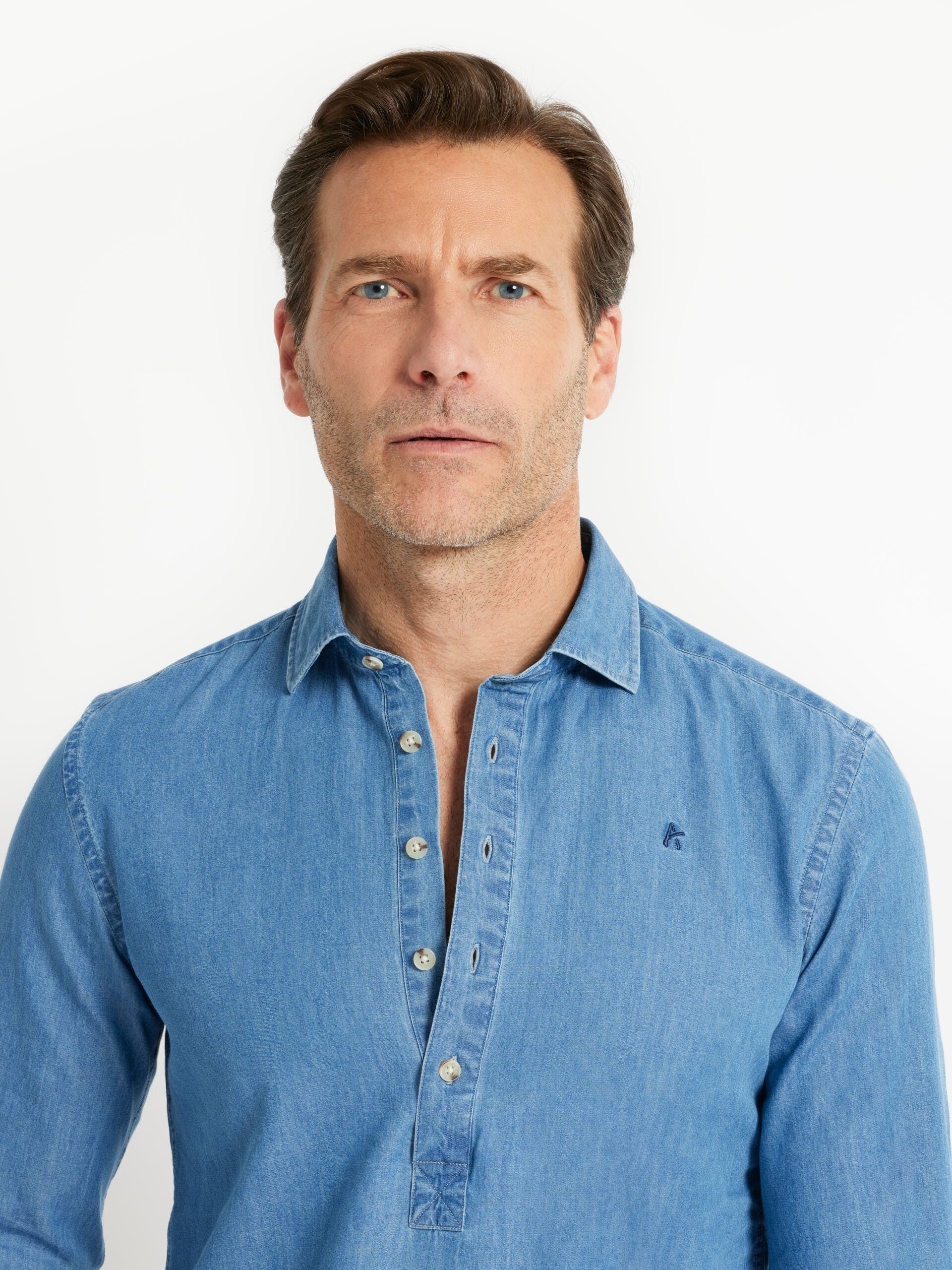 CAMISA POLERA DENIM AZUL