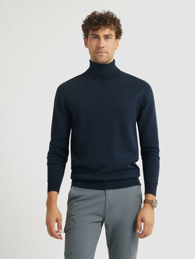 JERSEY ROLL COLLAR AZUL MARINO