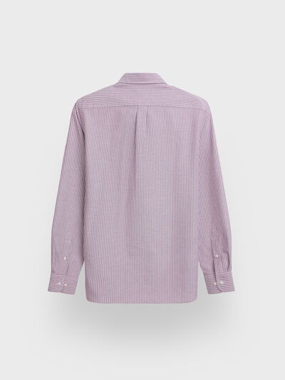 CAMISA OXFORD RAYAS DOWN BURDEOS
