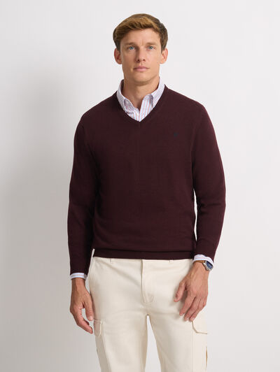 JERSEY V-NECK TRENDY BURDEOS
